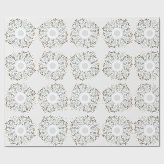 Schattigee mini bloemenkrans cadeaupapier (Vlak)