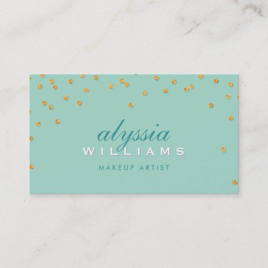 SCHATTIGEE mini confetti goud sparkly glitter mint Visitekaartje (Voorkant)