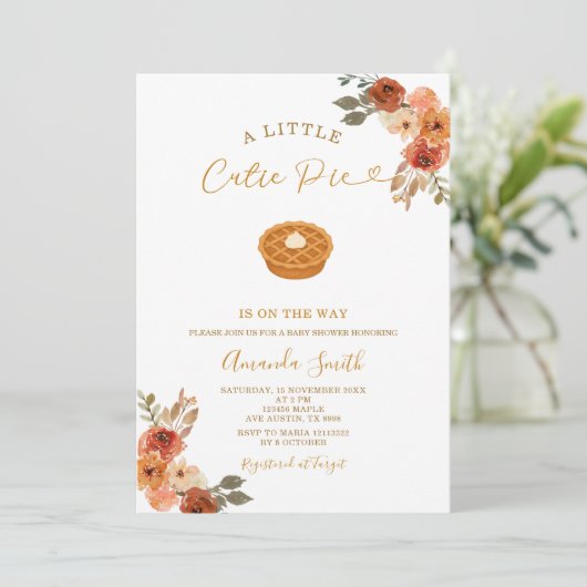 Schattigee Mini Cutie Pie Gingham Herfst Baby show Kaart (Staand voorkant)