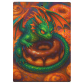 Schattigee Mini Green Dragon & Donut Fantasy Art Klembord (Achterkant)