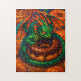 Schattigee Mini Green Dragon & Donut Fantasy Art Legpuzzel