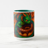 Schattigee Mini Green Dragon & Donut Fantasy Art Mok (Midden)