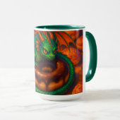 Schattigee Mini Green Dragon & Donut Fantasy Art Mok (Voorkant rechts)