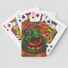 Schattigee Mini Green Dragon & Donut Fantasy Art Pokerkaarten
