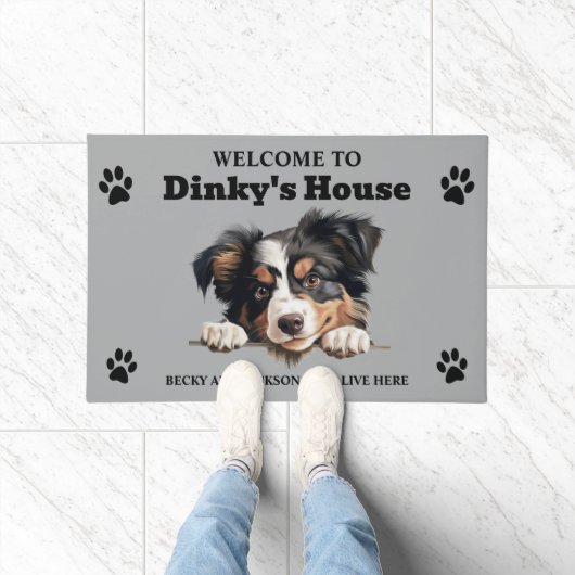 Schattigee Miniatuur Amerikaanse Herdershond Foto Deurmat (Binnen)