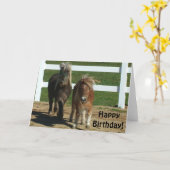 Schattigee Miniatuur Paard Verjaardag Kaart (Gele Bloem)