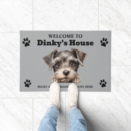 Schattigee Miniatuur Schanuzer Dog Foto Deurmat