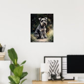 Schattigee miniatuur Schnauzer Dog Art Print Poste (Thuiskantoor)