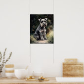 Schattigee miniatuur Schnauzer Dog Art Print Poste (Keuken)