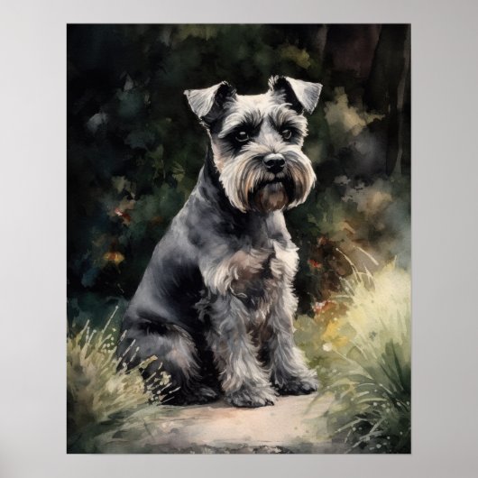 Schattigee miniatuur Schnauzer Dog Art Print Poste (Voorkant)