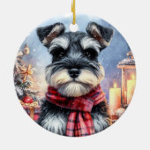 Schattigee miniatuur Schnauzer Dog Christmas Keramisch Ornament (Achterkant)