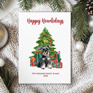 Schattigee Miniatuur Schnauzer Hond Familie Kerstm Feestdagenkaart