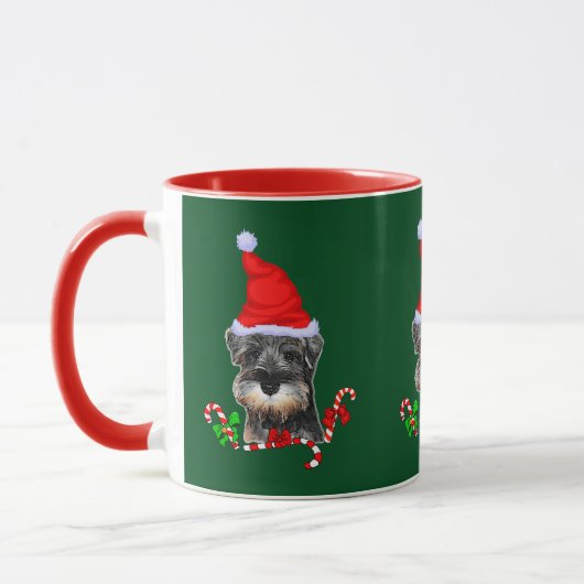 Schattigee miniatuur Schnauzer kerstcadeaus Mok (Links)