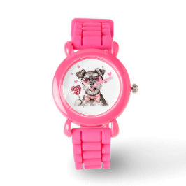 Schattigee Miniatuur Schnauzer Kinderen Horloge