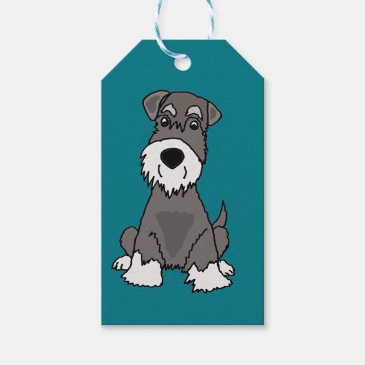 Schattigee miniatuur Schnauzer Puppy Dog Art Cadeaulabel (Voorkant)