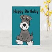 Schattigee miniatuur Schnauzer Puppy Dog Art Kaart (Gele Bloem)