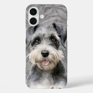 SCHATTIGEE MINIATUUR SCHNAUZER PUPPY DOG iPhone 16 PLUS HOESJE