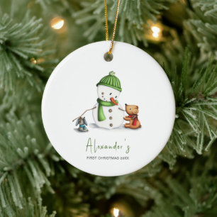Schattigee Minimal Baby Eerste Kerstman Keramisch Ornament