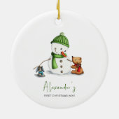 Schattigee Minimal Baby Eerste Kerstman Keramisch Ornament (Achterkant)