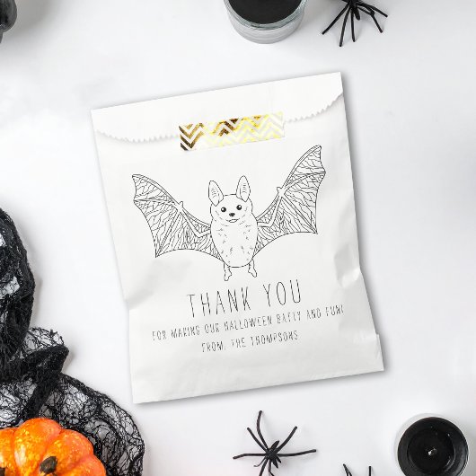 Schattigee Minimal Bat Line Art Halloween Bedankt Bedankzakje