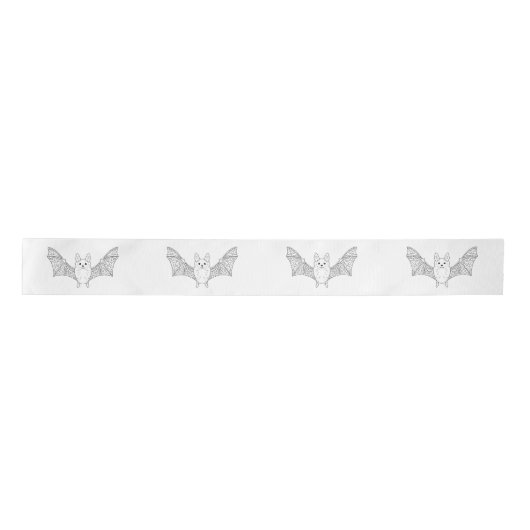 Schattigee Minimal Bat Met Wings Line Art Hallowee Satijnen Lint (Voorkant)