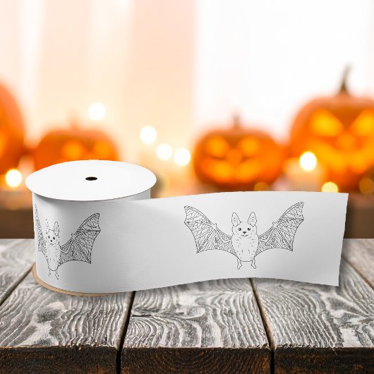 Schattigee Minimal Bat Met Wings Line Art Hallowee Satijnen Lint