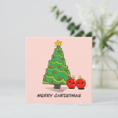 Schattigee Minimal Christmas Tree Kaart – Kawaii H (Staand voorkant)