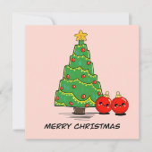 Schattigee Minimal Christmas Tree Kaart – Kawaii H (Voorkant)