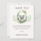 Schattigee Minimal Koala Beer Baby shower Dank u k Kaart (Voorkant)