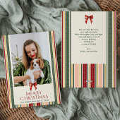 Schattigee Minimal Stripes & Bow Merry Christmas 1 Feestdagenkaart