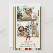 Schattigee Minimal Stripes & Bow Merry Christmas 2 Feestdagenkaart (Voorkant)