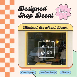 Schattigee minimale coffeeshop uren raam vastklamp raamsticker