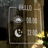 Schattigee minimale coffeeshop uren raam vastklamp raamsticker