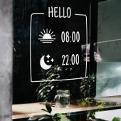 Schattigee minimale coffeeshop uren raam vastklamp raamsticker