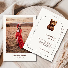 Schattigee minimale foto Beer-y baby shower Kaart