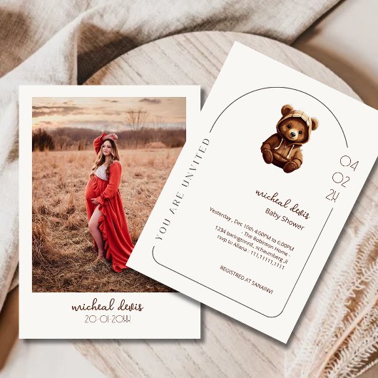 Schattigee minimale foto Beer-y baby shower Kaart