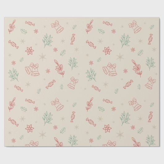 Schattigee minimale kerstelementen cadeaupapier (Vlak)