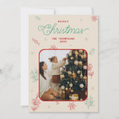 Schattigee minimale kerstelementen één foto feestdagenkaart (Voorkant)