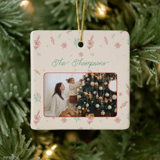 Schattigee minimale kerstelementen één foto keramisch ornament (Boom)