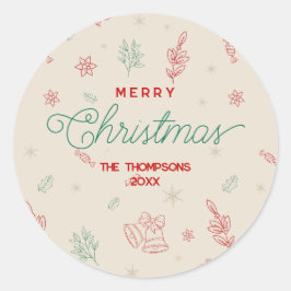 Schattigee minimale kerstelementen ronde sticker