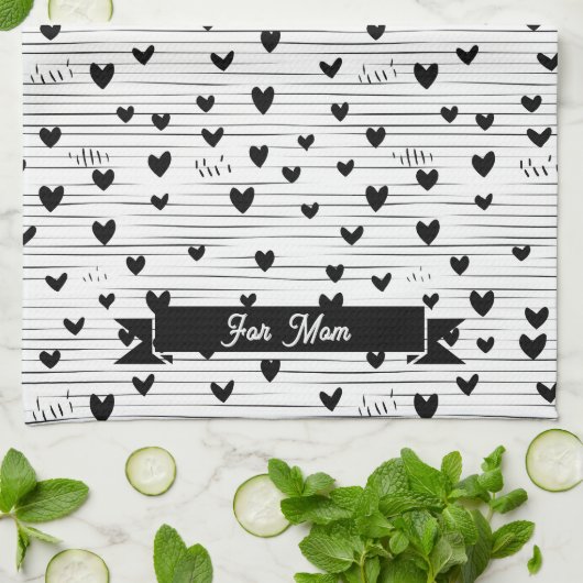 Schattigee minimalistische Abstracte lijn liefde z Theedoek (Gevouwen)