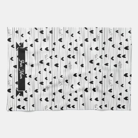 Schattigee minimalistische Abstracte lijn liefde z Theedoek (Horizontaal)