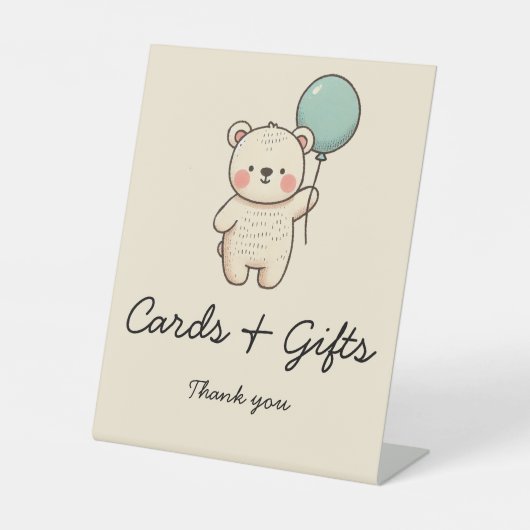 Schattigee minimalistische Bearly Wait Kaarten & G Reclamebord Met Voetstuk (Voorkant)