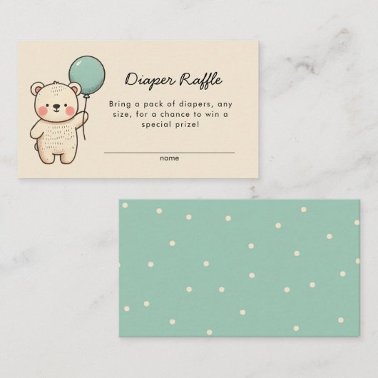 Schattigee minimalistische Bearly Wait Luier Raffl Informatiekaartje (Voorkant / Achterkant)