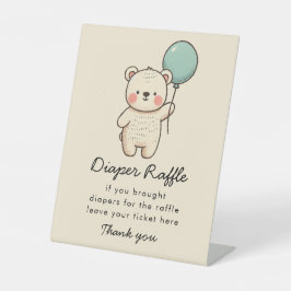 Schattigee minimalistische Bearly Wait Luier Raffl Reclamebord Met Voetstuk