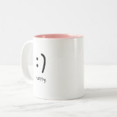 Schattigee minimalistische blije tekst gepersonali tweekleurige koffiemok (Voorkant links)