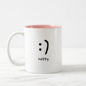 Schattigee minimalistische blije tekst gepersonali tweekleurige koffiemok (Links)