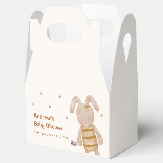 Schattigee minimalistische Boho Bunny Speelgoed Ba Bedankdoosjes (Geopend)
