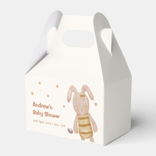 Schattigee minimalistische Boho Bunny Speelgoed Ba Bedankdoosjes (Voorkant Zijde)