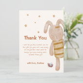 Schattigee minimalistische Boho Bunny Speelgoed Ba Bedankkaart (Staand voorkant)